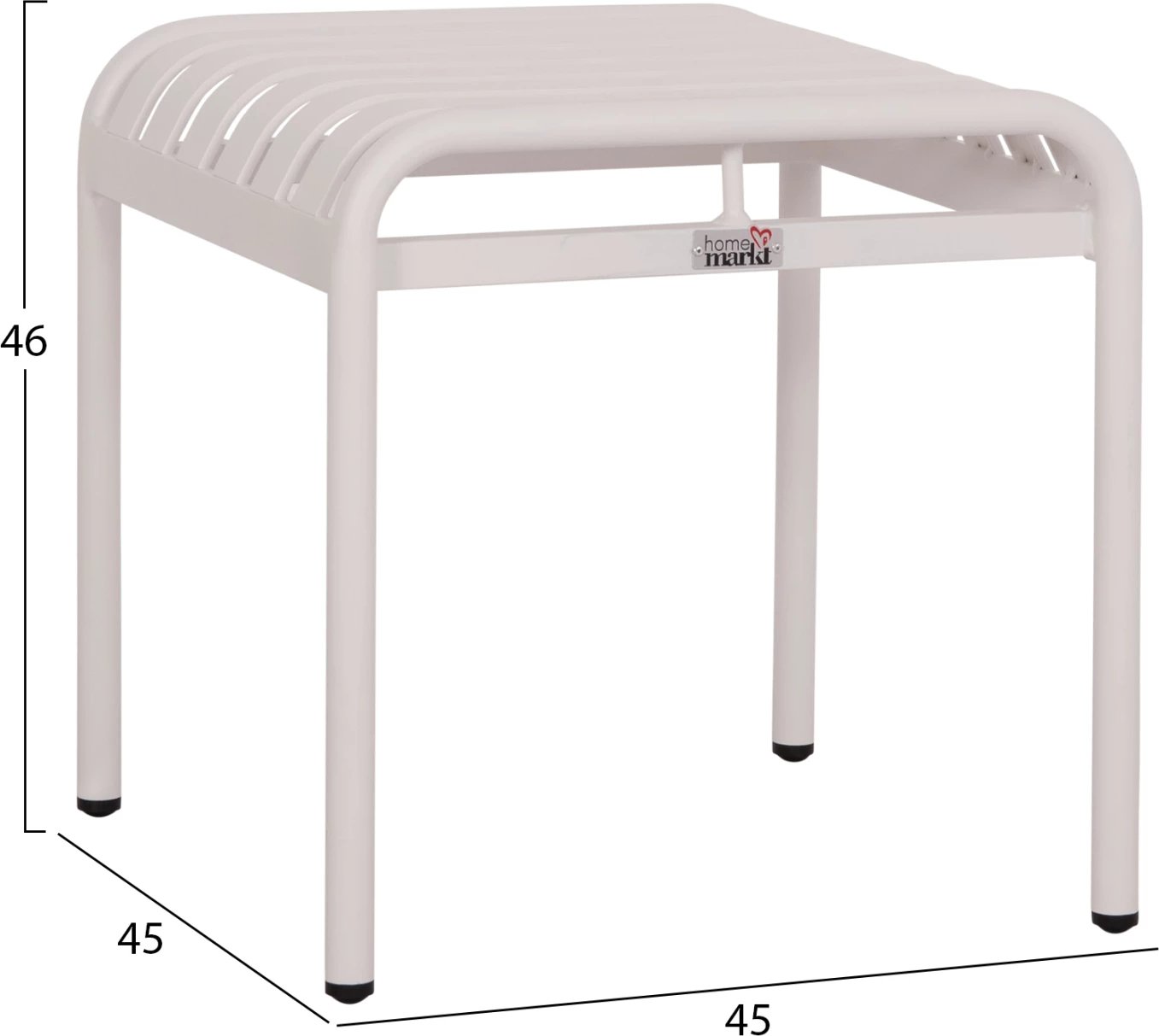 Stool i shkurtër alumini RACHEL, ngjyrë e bardhë, FH6340.02, 45x45x46cm