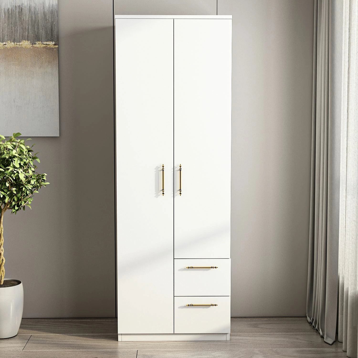 Dollap Merlin 2, ngjyrë e bardhë, Skye Decor