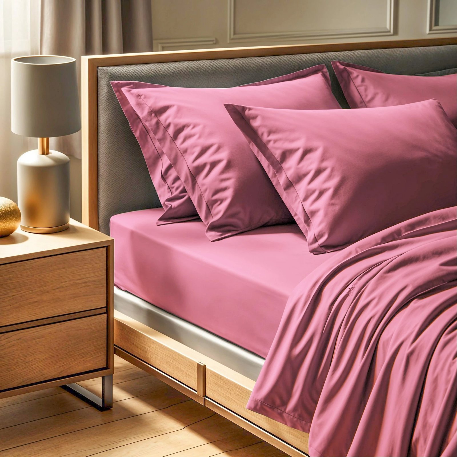 Çarçaf i shtrirë njësh, ngjyrë rozë e zbehtë, 100x200+30cm