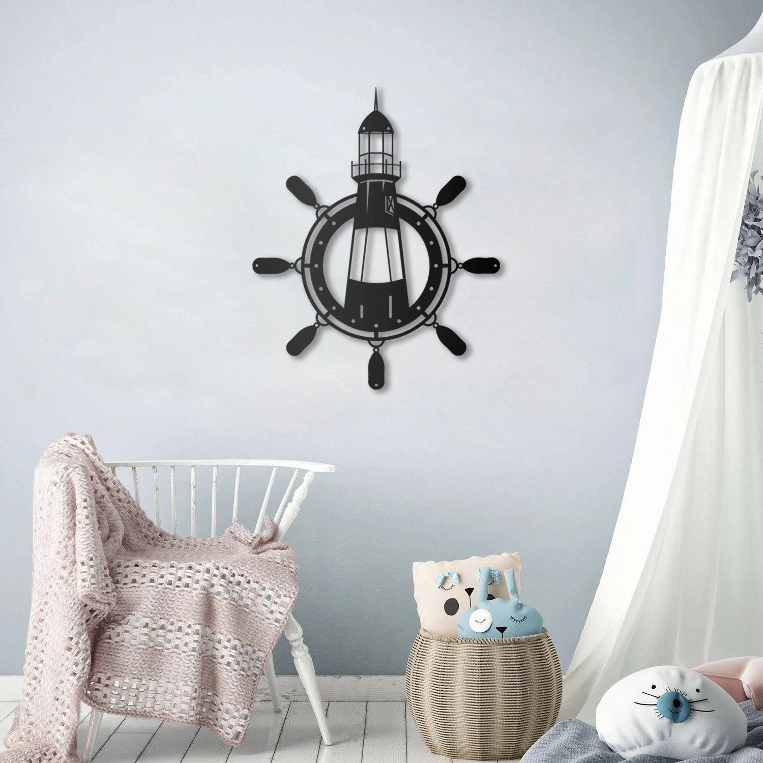 Aksesor dekorativ metalik për mur, Wallity, formë fari