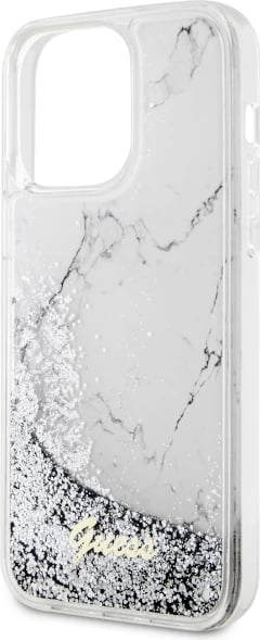 Mbështjellës Guess GUHCP14XLCSGSGH për iPhone 14 Pro Max 6.7", Liquid Glitter Marble, Bardhë