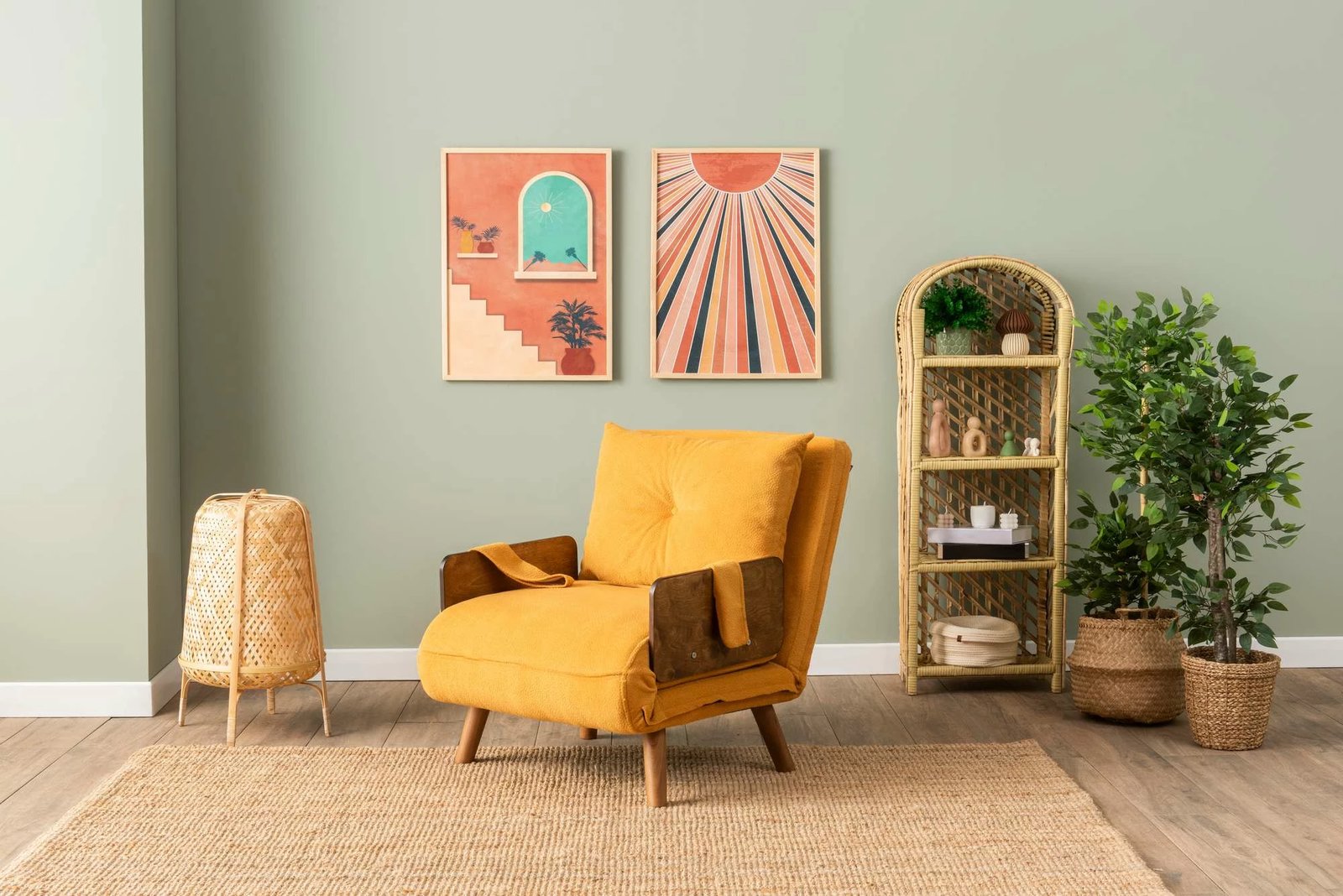 Krevate-karrige një vendës Cosmo, ngjyrë mustardë, Atelier del Sofa