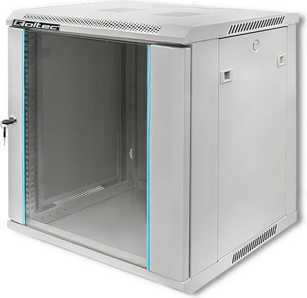 Kasë RACK Qoltec 12U, 600 x 450 x 635 mm, për montim në mur, Gri