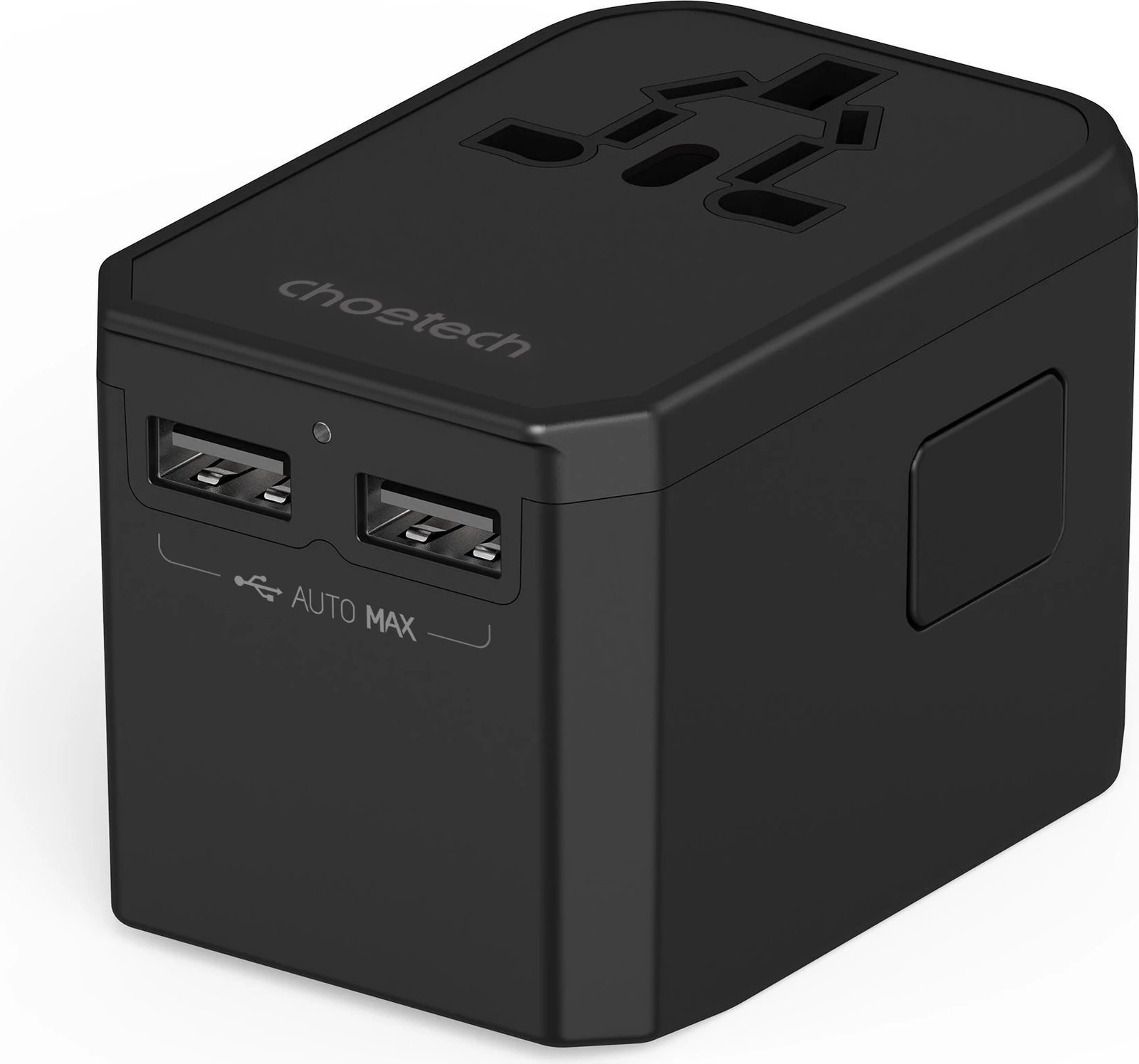 Karikues udhëtimi Choetech PD6045, 45W, 2x USB-C, 2x USB-A, GaN, 4 priza, zi