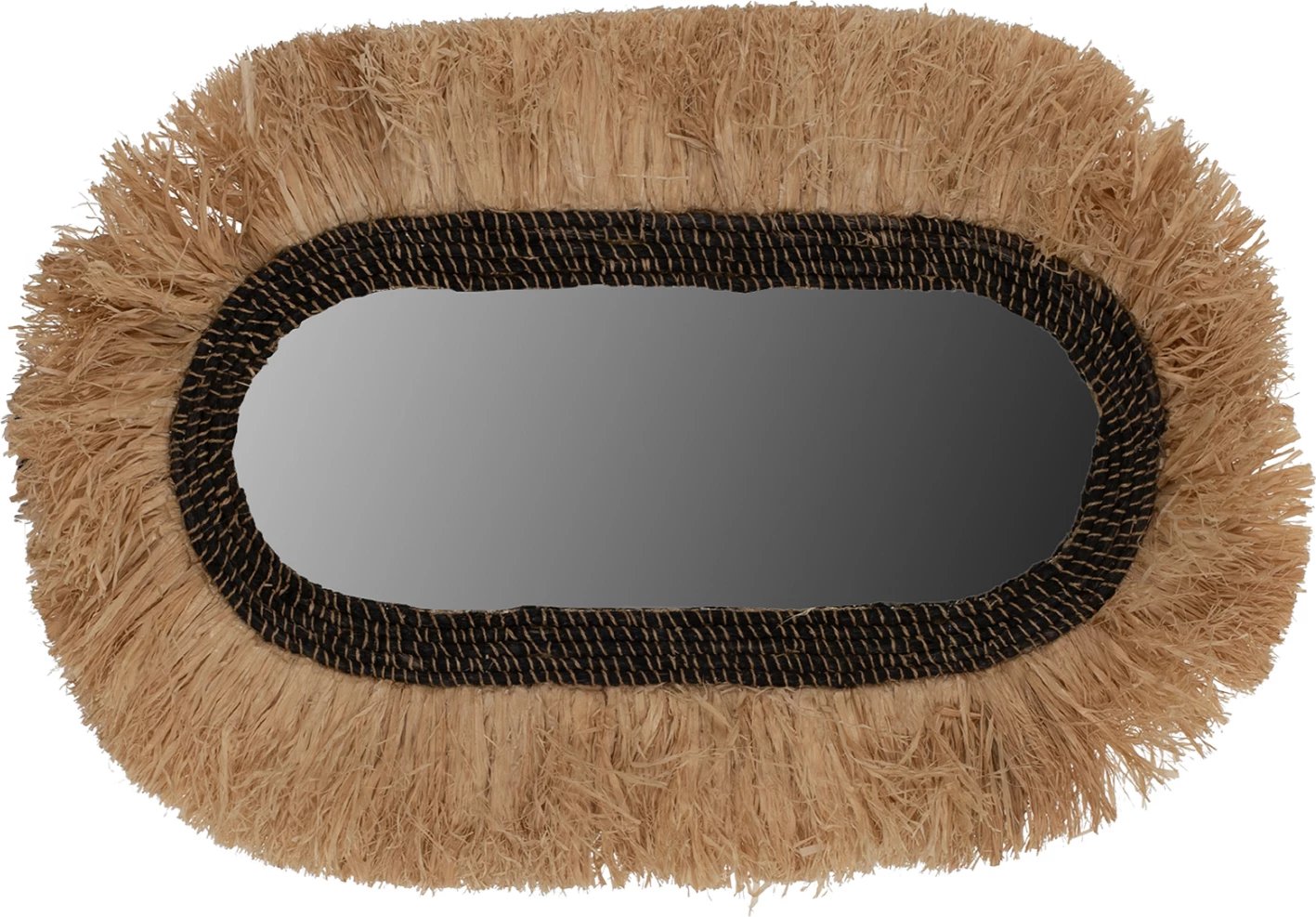 Pasqyrë ovale muri, fibra sisali natyrale dhe abaka e zezë, 55x4x90cm, FH7745