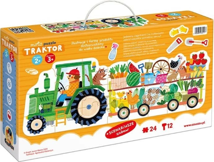 Puzzle për fëmijë CzuCzu Moto Puzzle Traktor, 24 pjesë, shumëngjyrësh
