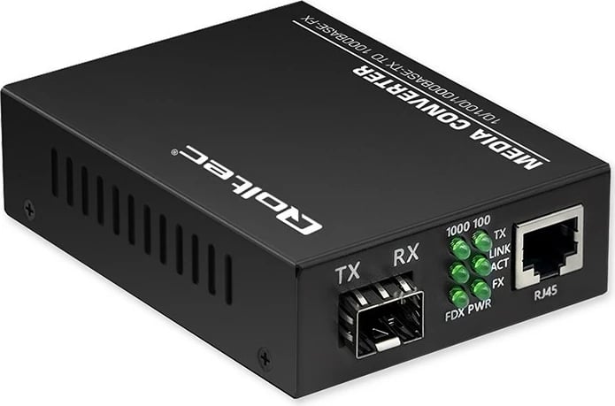 Konvertues media Qoltec 52295, 1x RJ45, 1x SFP, 1000Mb/s, i zi