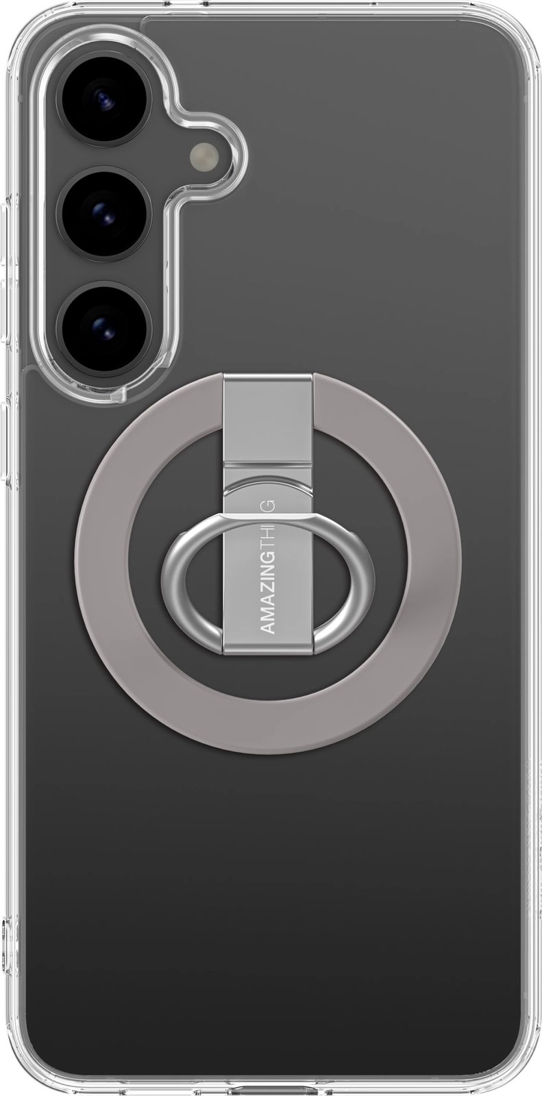 Mbështjellës AmazingThing Minimal Mag Case për Samsung Galaxy S25, me unazë magnetike, Transparent