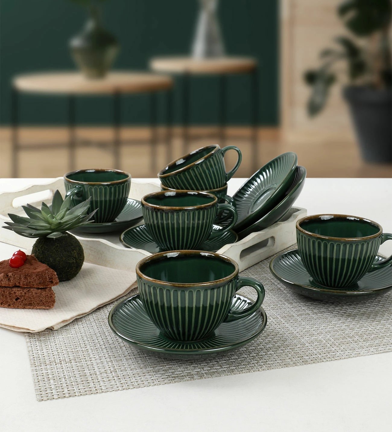 Set filxhanash çaji (12 copë), Hermia Concept, jeshile, TC057012FRA5A839700MATT300