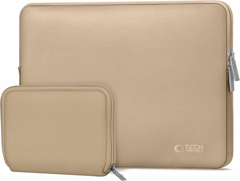 Kasë laptopi Tech-Protect NeoSlim 13-14", set me çantë aksesorësh, Bezhë