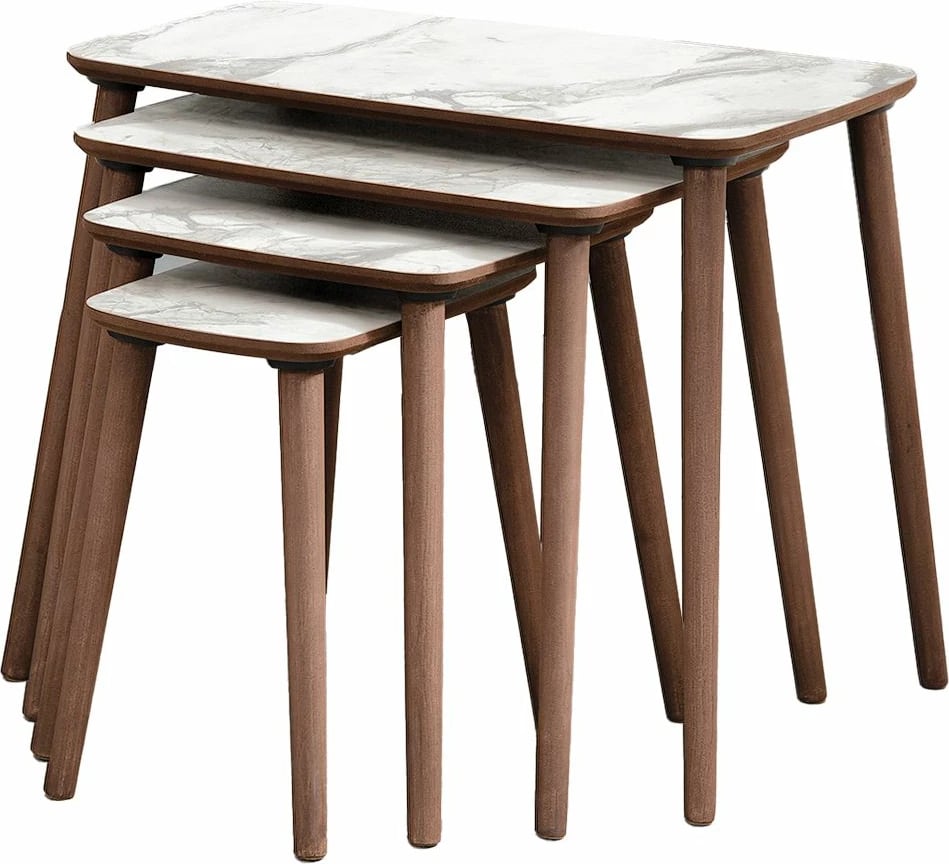 Set tavolinash të vendosshme (4 copë), Skye Decor, Luci, e bardhë