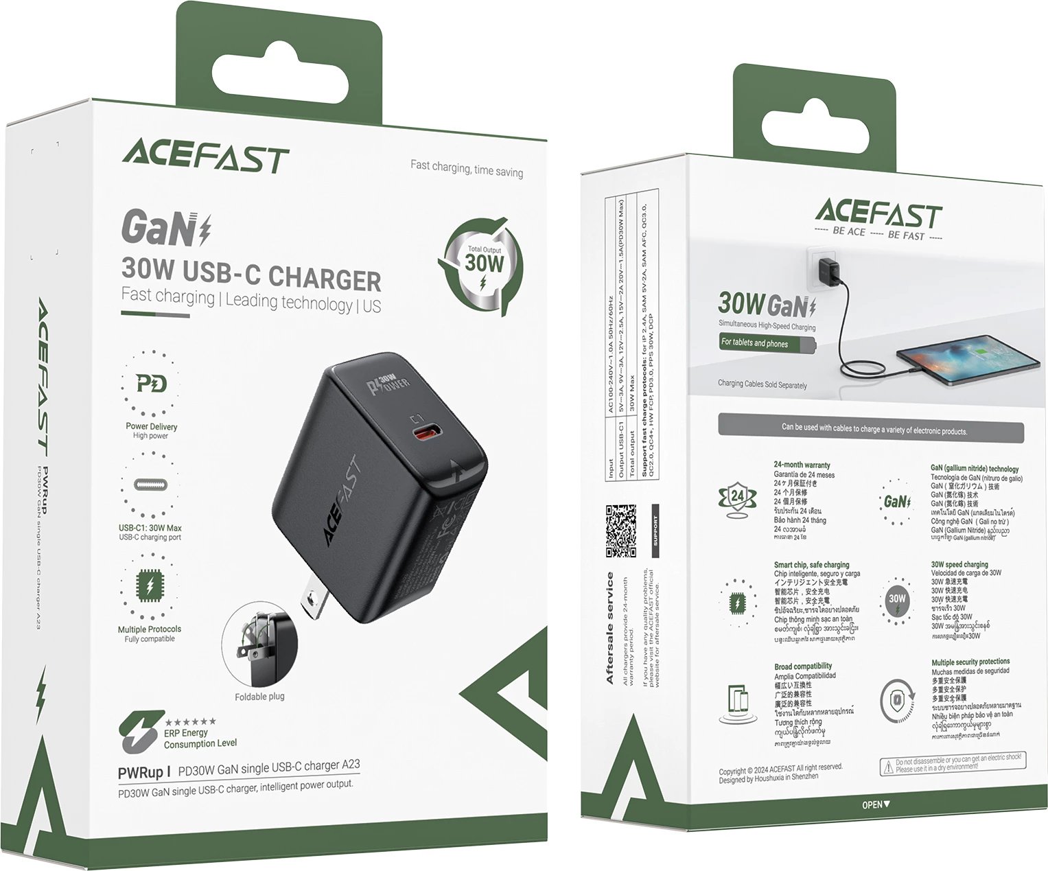 Karikues muri Acefast A23, 30W, GaN, USB-C, i zi