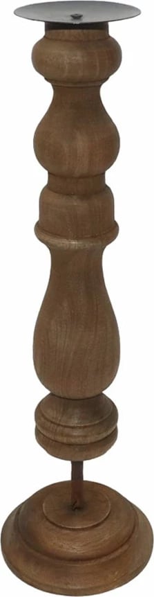 Mbajtëse qirinjsh HIPPO, dru natyral, metal, 13x13x41cm