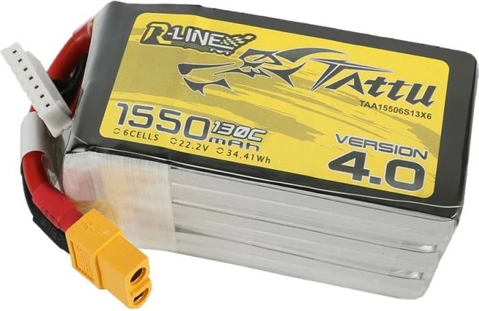 Bateri Tattu R-Line 4.0, 1550mAh, 22.2V, 130C, 6S1P, XT60
