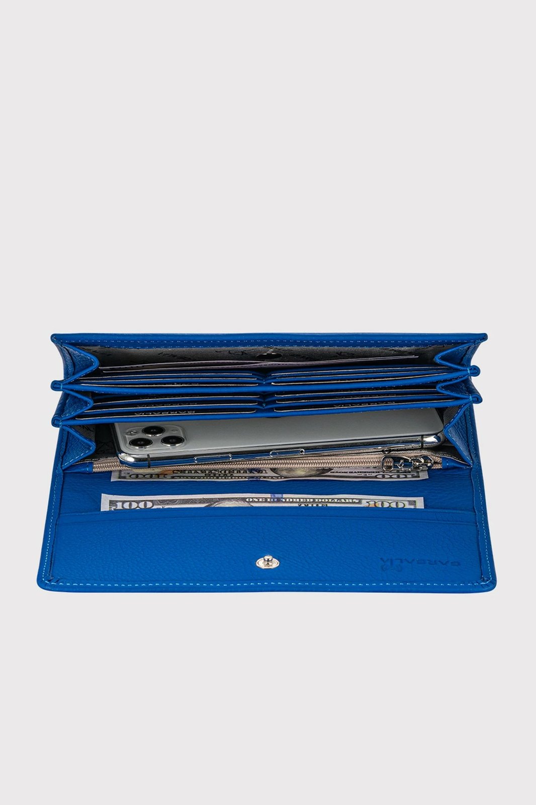 Portofol për gra, ngjyrë sax blue, Zoozie Bags, lëkurë natyrale