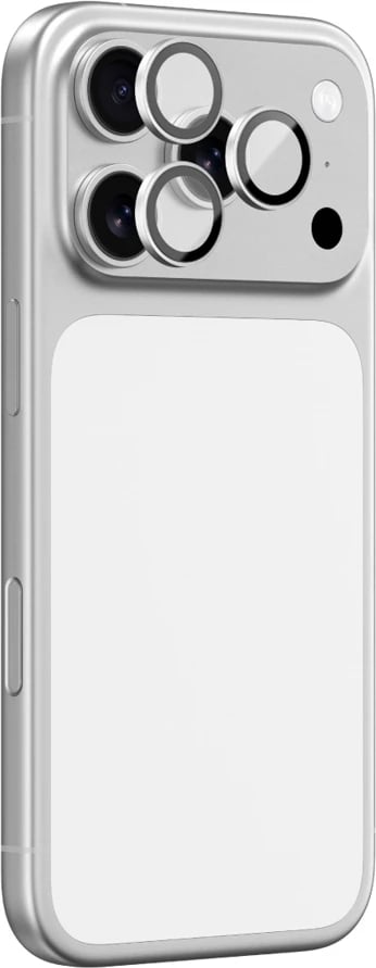 Mbrojtës xhami për kamera AmazingThing për iPhone 17 Pro / Pro Max, kornizë alumini argjendi