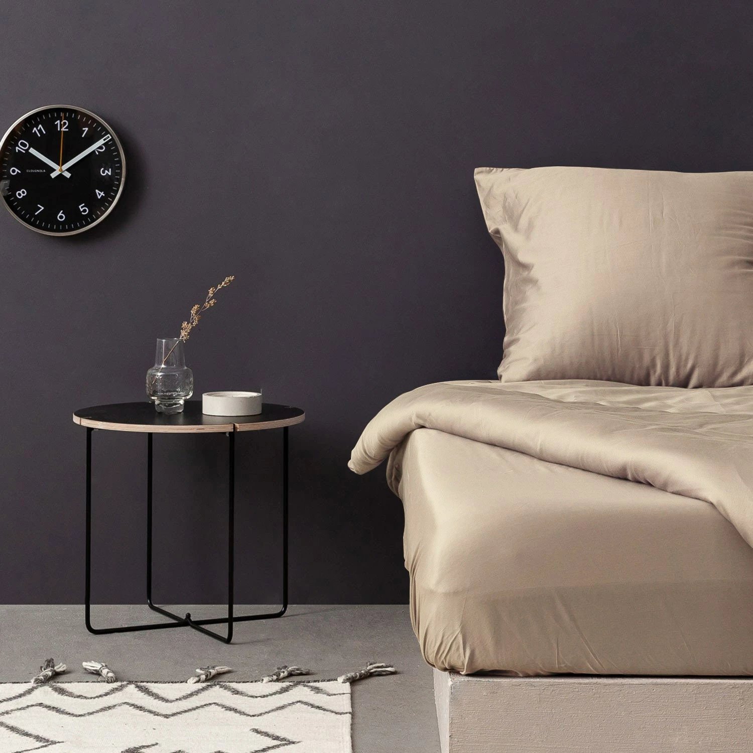 Çarçaf i gjatë për dyshek Queen XL, saten, ngjyrë bezhë, L'essentiel