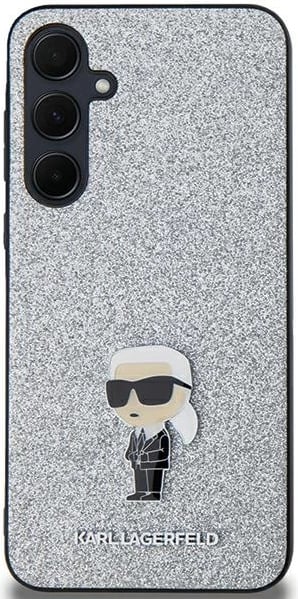 Mbështjellës Karl Lagerfeld Fixed Glitter Ikonik për Samsung Galaxy A35, argjendtë