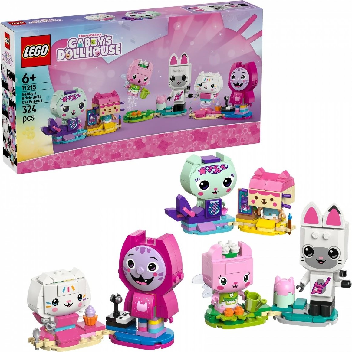 Set ndërtimi LEGO 11215 Gabby's Brick-Built Cat Friends 324 pjesë mosha 6+