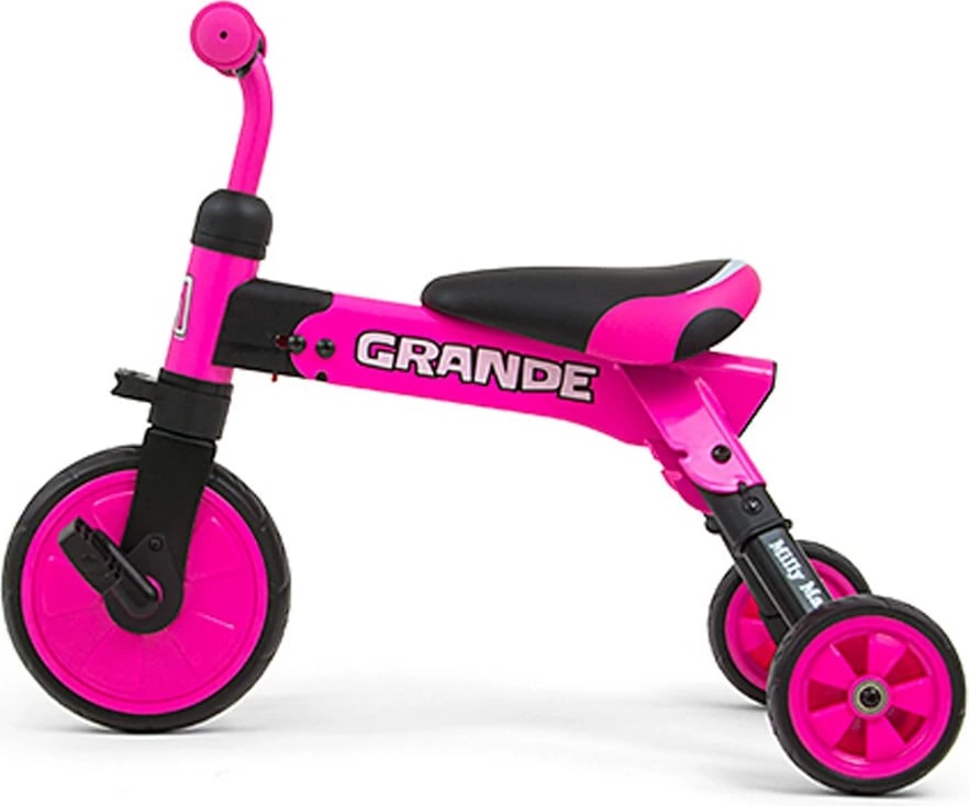 Tricikël fëmijësh 2‑në‑1, Milly Mally Grande, i palosshëm, rrota shkumë, 12m+, ngarkesa 25 kg, blu