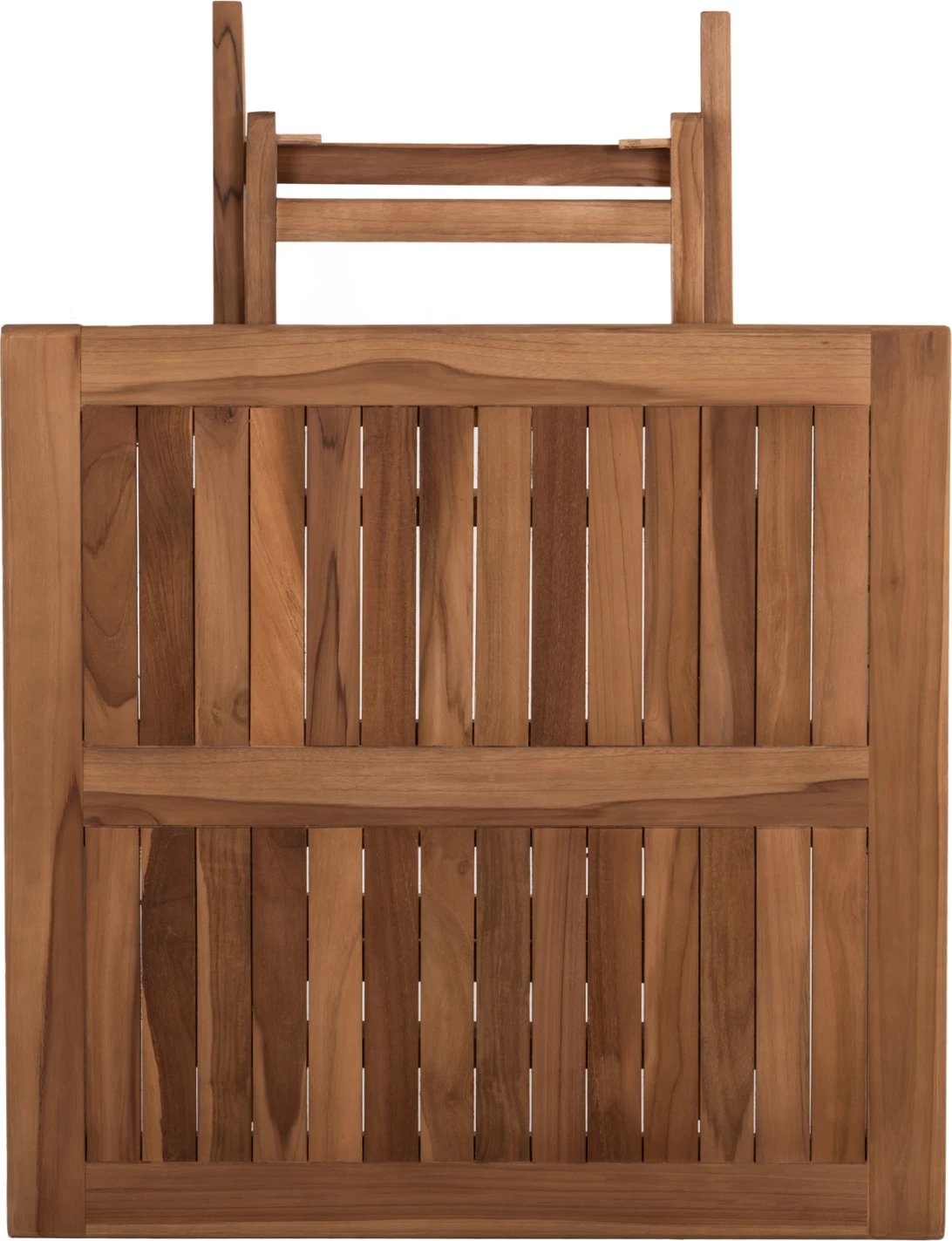 Tavolinë katrore për ngrënie jashtë, e palosshme, dru teak, ngjyrë natyrale, KENDALL FH9544, 80x80x75 cm