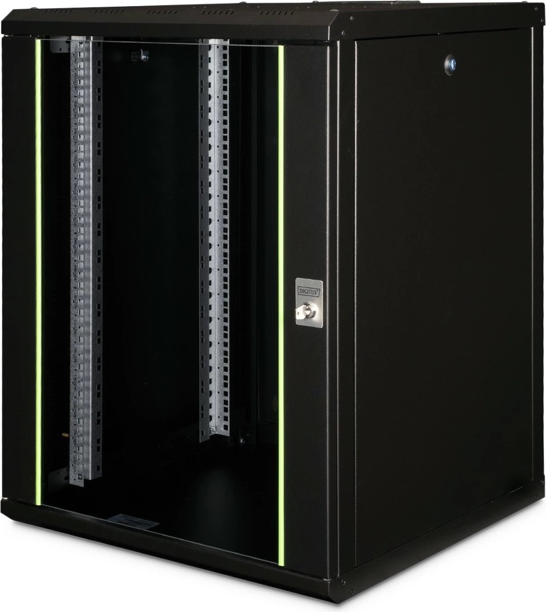 Kasë rrjeti Digitus Unique Series 16U, 600x600 mm, derë xhami, e zezë