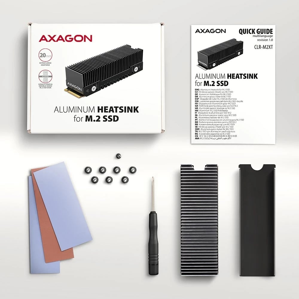 Ftohës pasiv për SSD M.2 NVMe Axagon CLR-M2XT, alumini, i zi/gri
