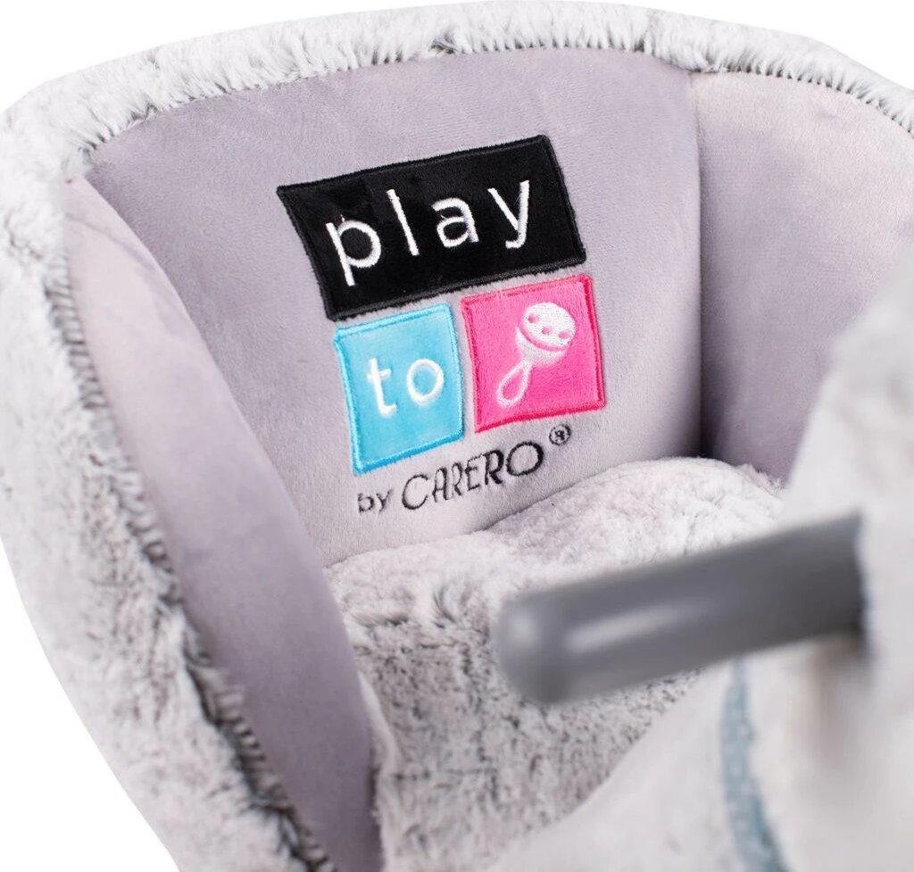 Lodër lëkundëse me rrota dhe melodi, PlayTo, Husky, sedilje me shpinore, deri 30 kg, 3+ vjeç, gri