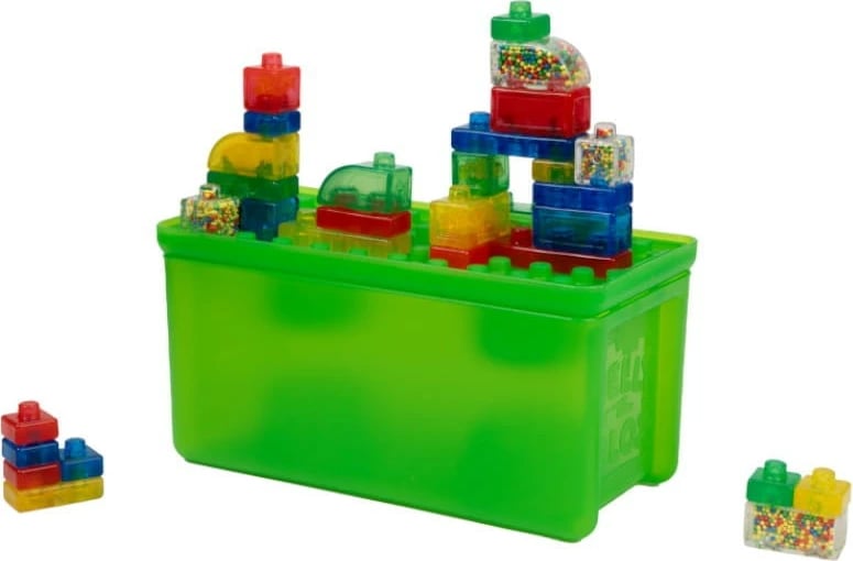 Blloqe ndërtimi të buta Goliath Jelly Blox, 30 copë, me kuti ruajtëse, e gjelbër