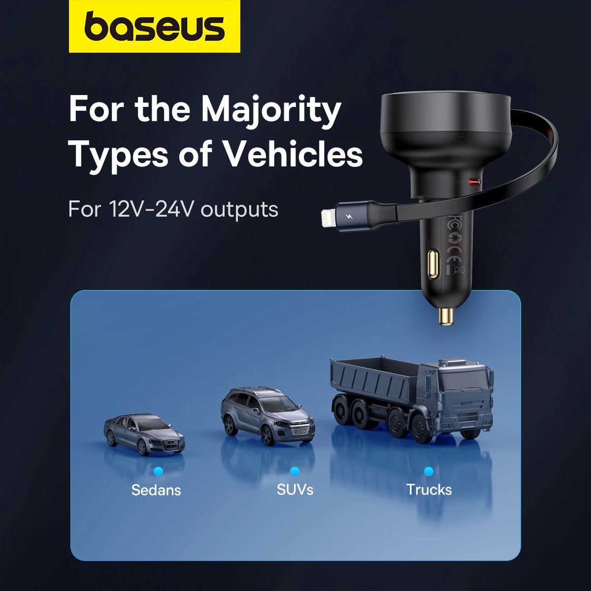Karikues veture Baseus Enjoyment Pro, C00057803111-00, 60W, USB-C (femër) / Lightning (mashkull), zi