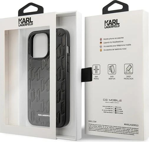 Mbështjellës Karl Lagerfeld Monogram Plaque për iPhone 13 / 13 Pro, i zi