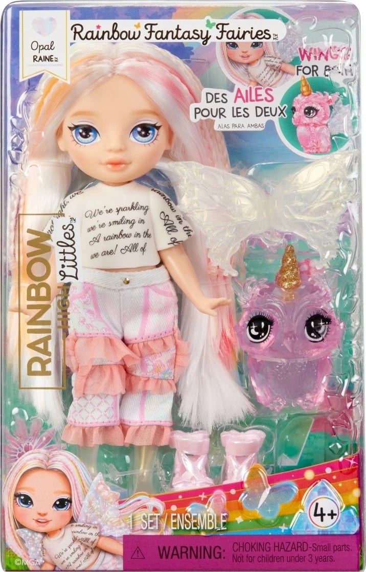 Kukull Rainbow High Littles Fantasy Fairies Opal me kafshë magjike, 15 cm, për vajza