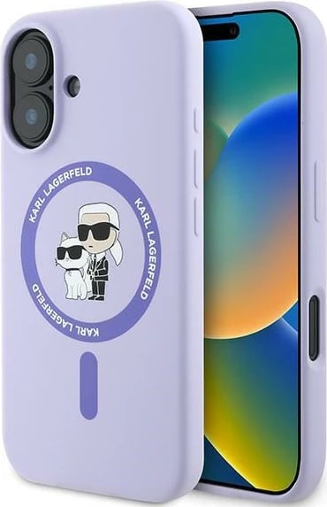 Mbështjellës Karl Lagerfeld Silicone KC Heads Ring MagSafe për iPhone 16, Vjollcë