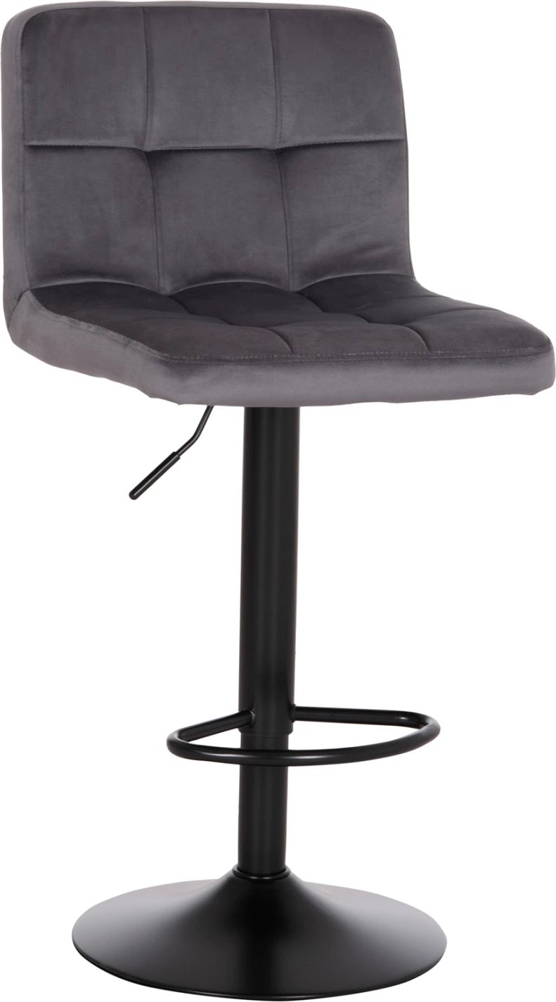 Karrige për bar rrotulluese DIANA, kadife gri, metal i zi mat, FH202.41, 44x52x109cm, set prej 2 copësh
