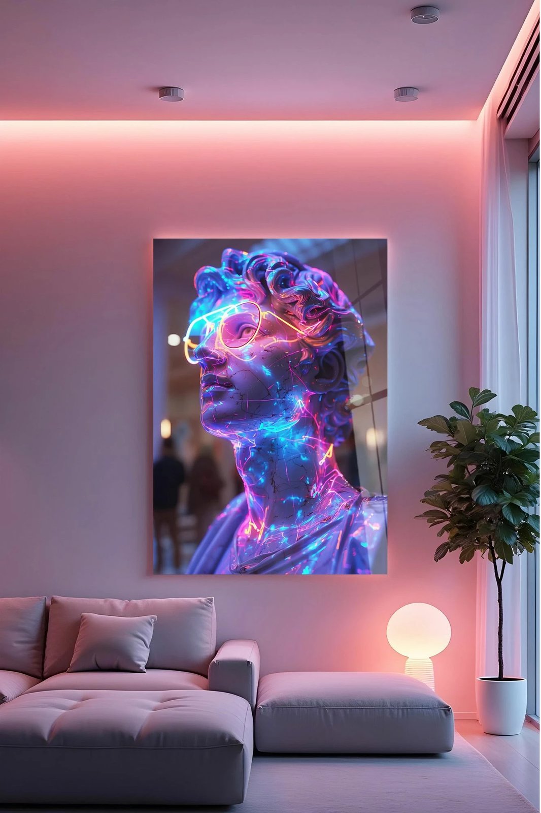 Pikturë dekorative prej xhami të temperuar, shumëngjyrëshe, Wallity Hhlneon0016, 70x100cm