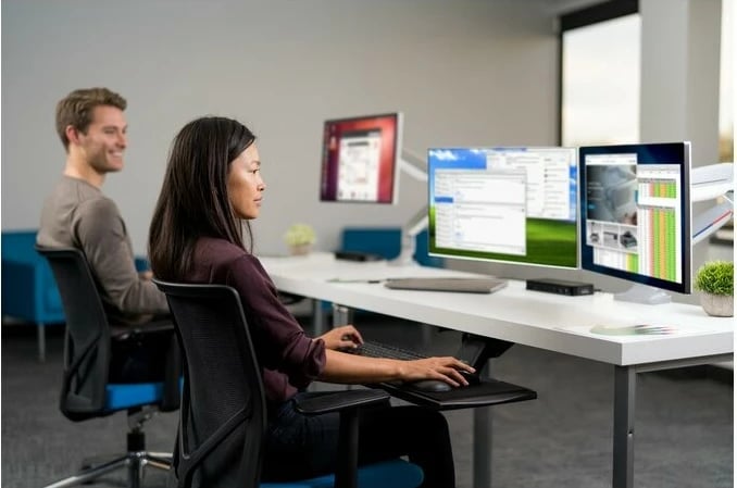 Krah monitori i dyfishtë Kensington One-Touch, 13-32", rregullim lartësie, argjendtë