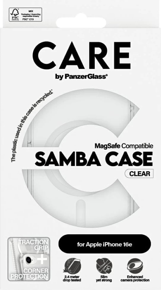 Mbështjellës PanzerGlass CARE Fashion MagSafe për iPhone 16e, Transparent