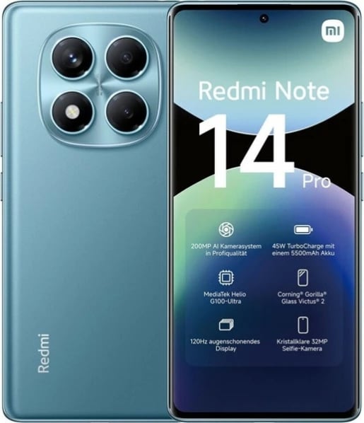 Celular Xiaomi Redmi Note 14 Pro, 6.67", 8+256GB, i kaltër