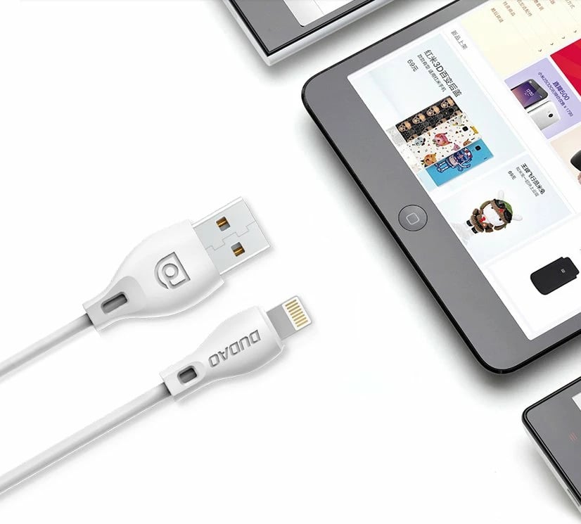 Kabllo micro USB Dudao L4M, 1m, 2.4A, e bardhë