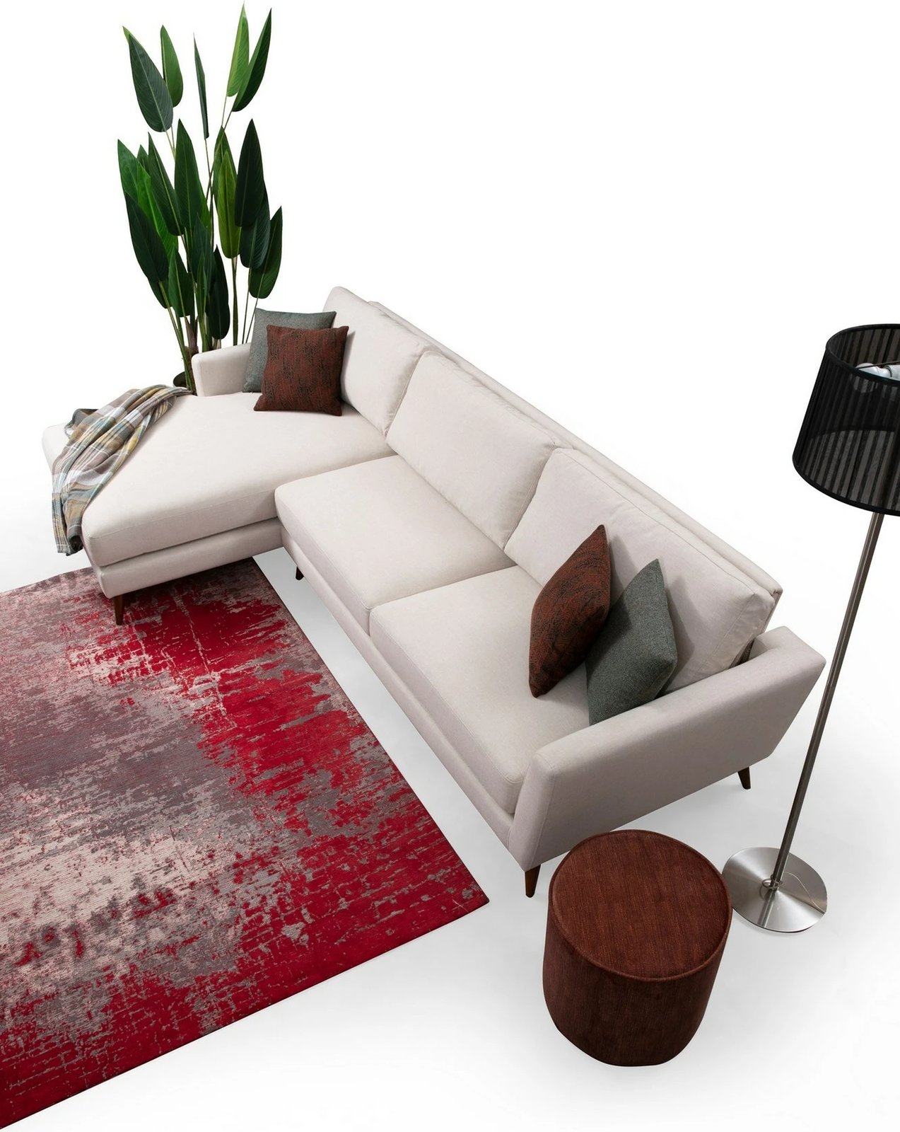 Kënd-sofë krevati Mayorka, kënd i madh majtas, bezhë