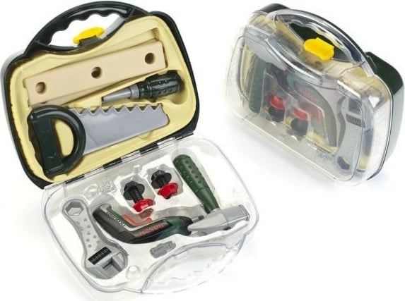 Set lodrash Bosch Toolbox me kaçavidë Ixolino II, Klein, 8346, për fëmijë, pa bateri, zi/argjend/transparente