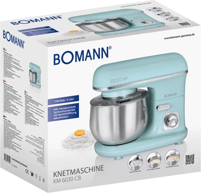 Procesori i ushqimit Bomann KM 6030 CB, 1100 W, 5 L, Ngjyrë Mente Procesori i ushqimit Bomann KM 6030 CB, 1100 W, 5 L, Ngjyrë Mente