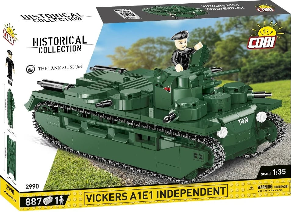 Set ndërtimi Cobi Vickers A1E1 Independent, 887 pjesë, me figurë, Jeshile
