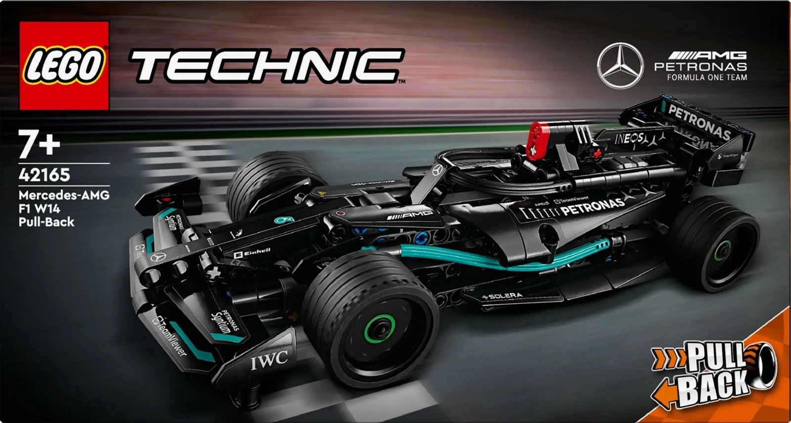 Set ndërtimi LEGO Technic Mercedes-AMG F1 W14 E Performance Pull-Back, 240 pjesë, për fëmijë 7+, zi