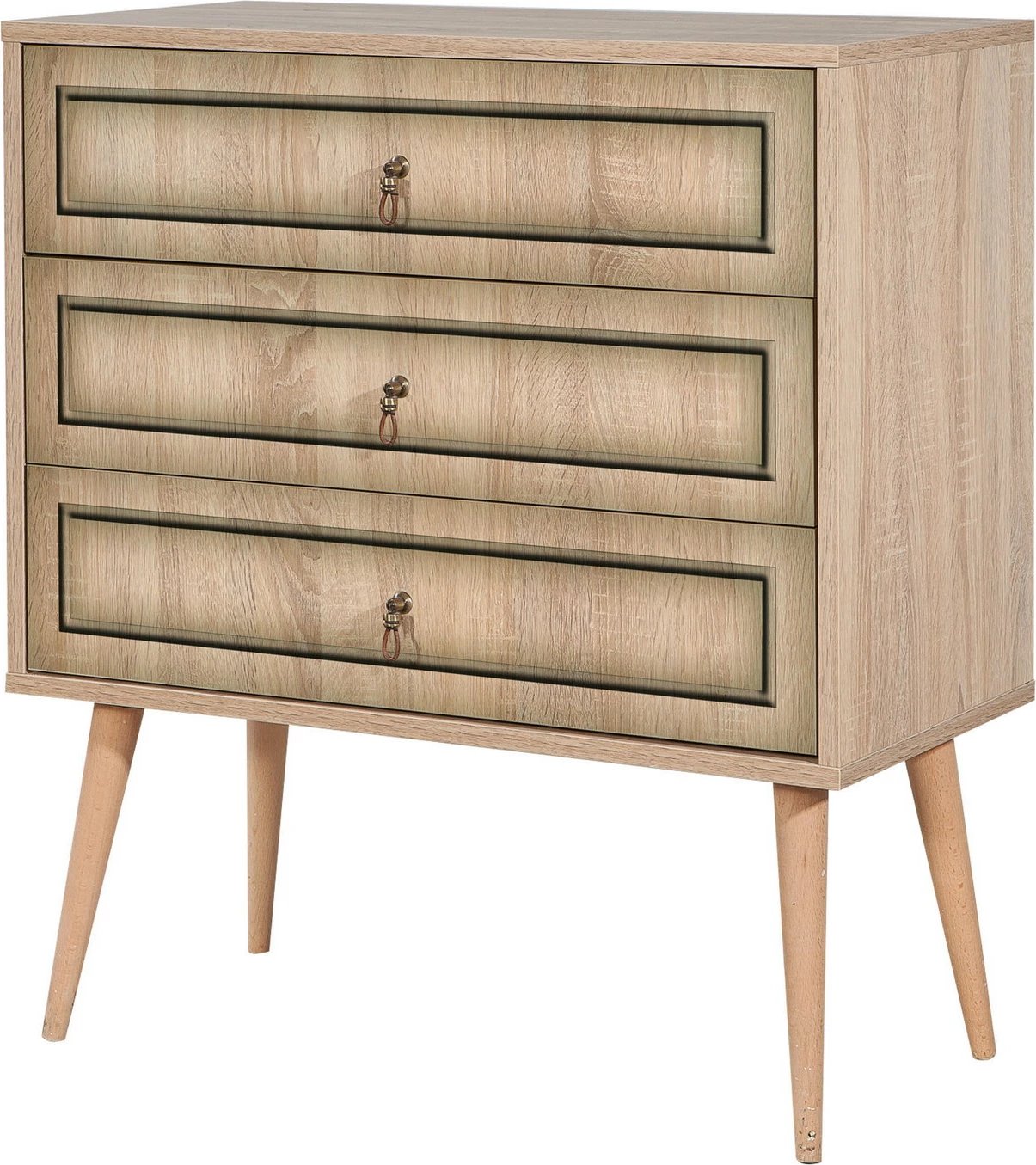 Komodë Skye Decor, Trio - 421, ngjyrë lisi Sonoma