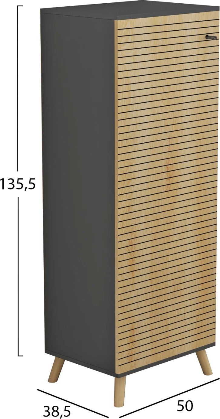 Dollap këpucësh ALVARO FH8954.15 melaminë, ngjyrë antracit-dru natyral, 50Χ38Χ135Hcm