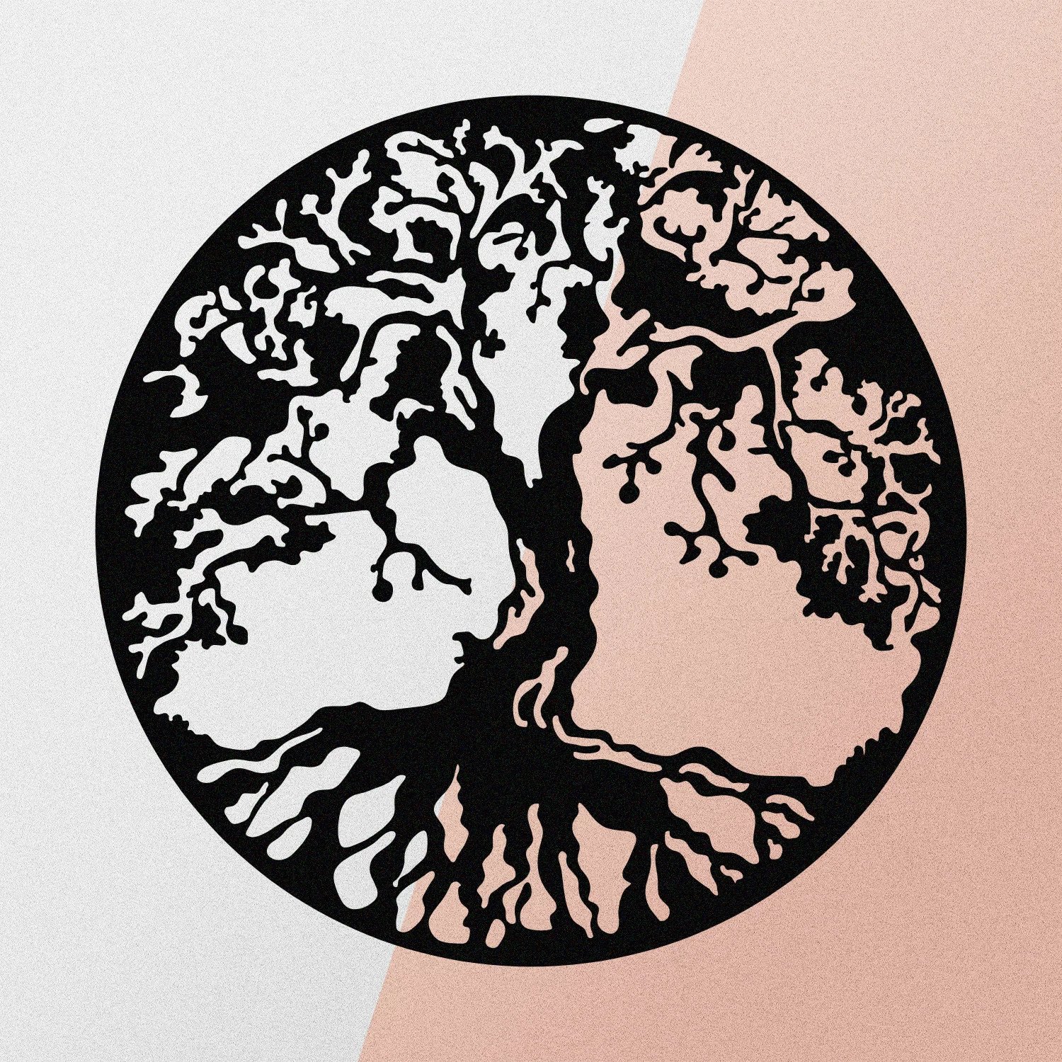 Aksesor dekorativ metalik për mur, pemë, Wallity, ngjyrë e zezë, 60x60cm