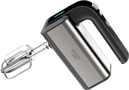 Mikser dore, Adler, AD 4225, 5 shpejtësi Turbo, 300W (max 800W), me 2 rrahëse dhe 2 hoka brumi, INOX