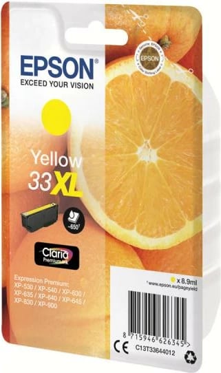Patron boje Epson 33XL C13T33644012, rendiment i lartë, e verdhë