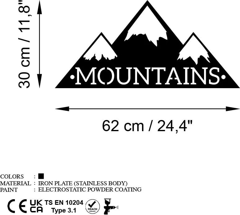 Aksesor dekorativ metalik për mur, Wallity, male